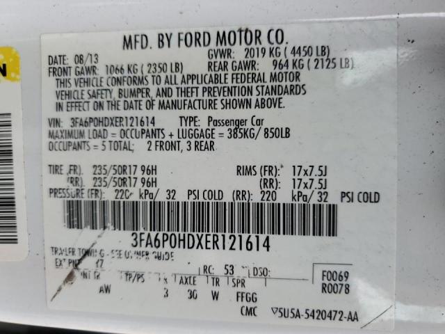 Photo 10 from auction – 2014 FORD FUSION SE with VIN 3FA6P0HDXER121614