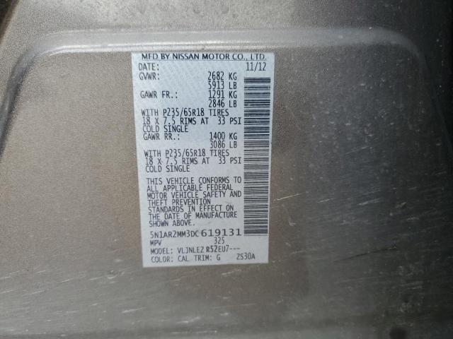 Photo 10 from auction – 2013 NISSAN PATHFINDER with VIN 5N1AR2MM3DC619131