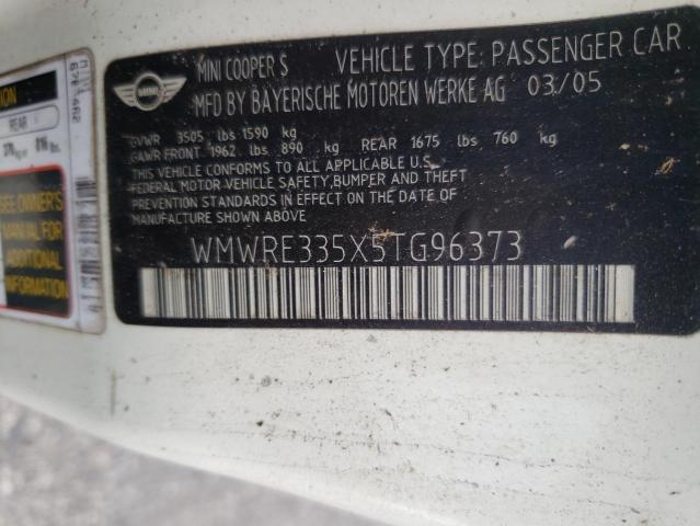 Photo 10 from auction – 2005 MINI COOPER S with VIN WMWRE335X5TG96373