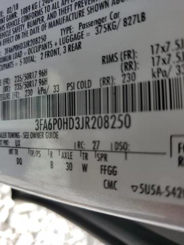 Photo 10 from auction – 2018 FORD FUSION SE with VIN 3FA6P0HD3JR208250