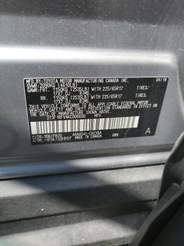 Photo 10 from auction – 2019 TOYOTA RAV4 LE with VIN 2T3F1RFV4KC006690
