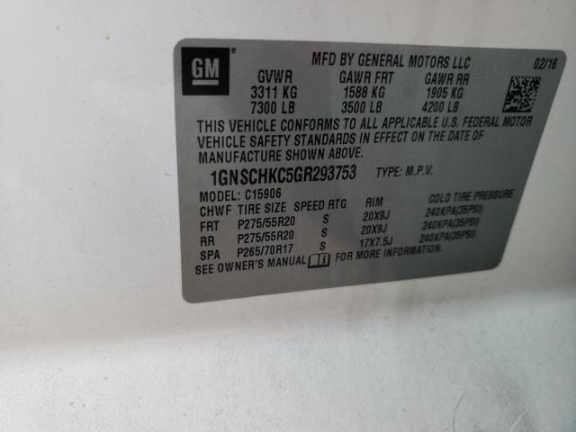 Photo 10 from auction – 2016 CHEVROLET SUBURBAN C with VIN 1GNSCHKC5GR293753