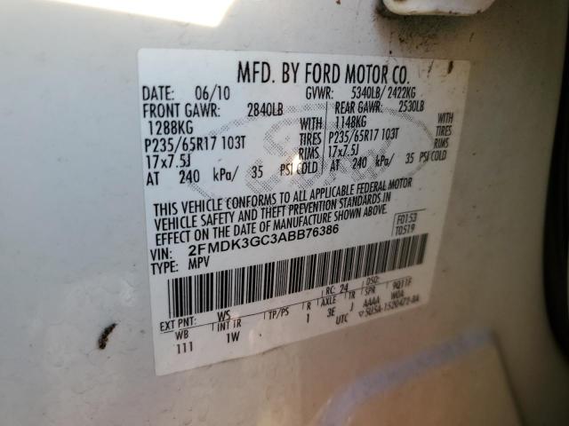 Photo 10 from auction – 2010 FORD EDGE SE with VIN 2FMDK3GC3ABB76386