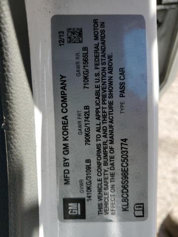 Photo 10 from auction – 2014 CHEVROLET SPARK 1LT with VIN KL8CD6S98EC503774