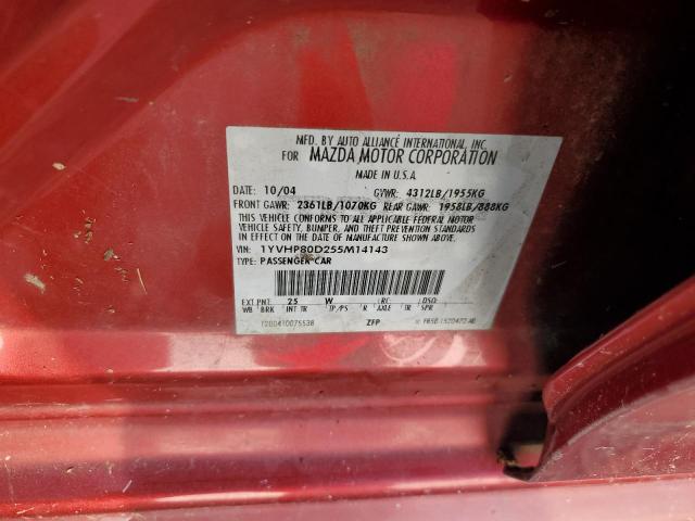 Photo 10 from auction – 2005 MAZDA 6 S with VIN 1YVHP80D255M14143