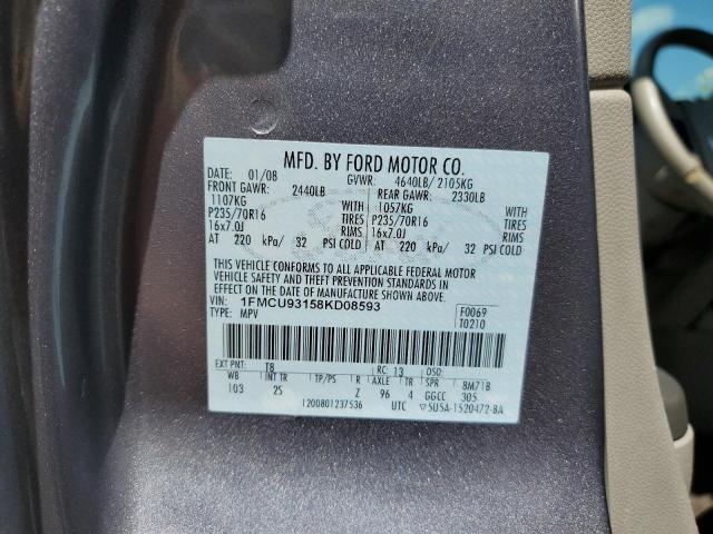 Zdjęcie 10 z aukcji – 2008 FORD ESCAPE XLT z VIN 1FMCU93158KD08593