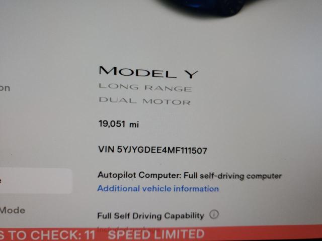 Foto 8 de la subasta – 2021 TESLA MODEL Y con VIN 5YJYGDEE4MF111507