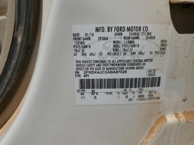 Photo 10 from auction – 2010 FORD EDGE SEL with VIN 2FMDK4JCXABA87526