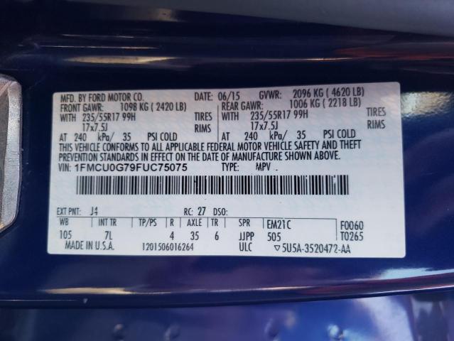 Photo 10 from auction – 2015 FORD ESCAPE SE with VIN 1FMCU0G79FUC75075