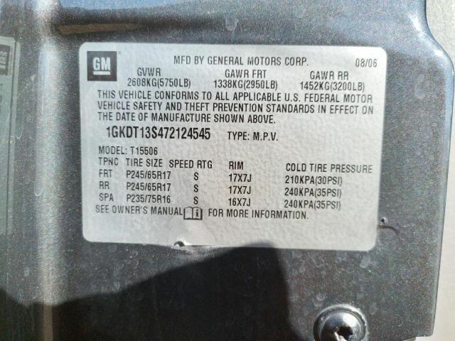 Photo 10 from auction – 2007 GMC ENVOY with VIN 1GKDT13S472124545