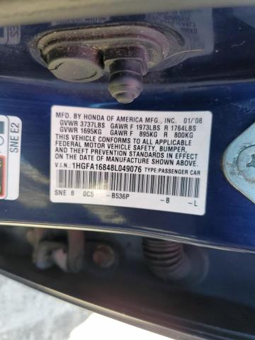 Photo 10 from auction – 2008 HONDA CIVIC EX with VIN 1HGFA16848L049076