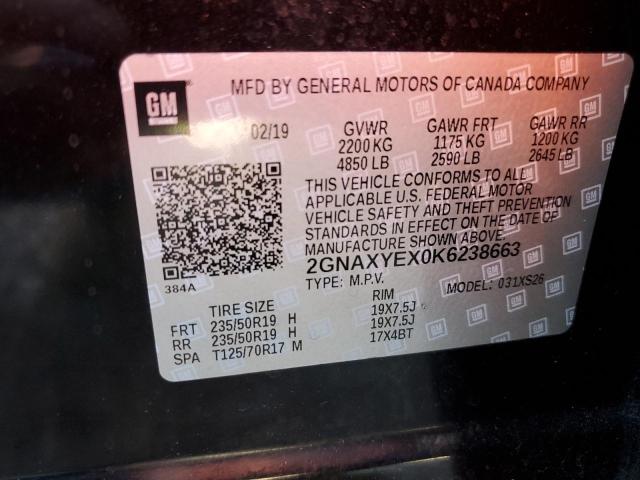 Photo 10 from auction – 2019 CHEVROLET EQUINOX PR with VIN 2GNAXYEX0K6238663