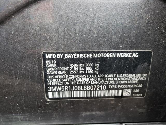 Photo 10 from auction – 2020 BMW 330I with VIN 3MW5R1J08L8B07210