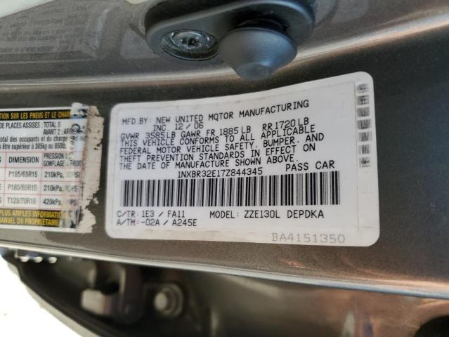 Photo 10 from auction – 2007 TOYOTA COROLLA CE with VIN 1NXBR32E17Z844345