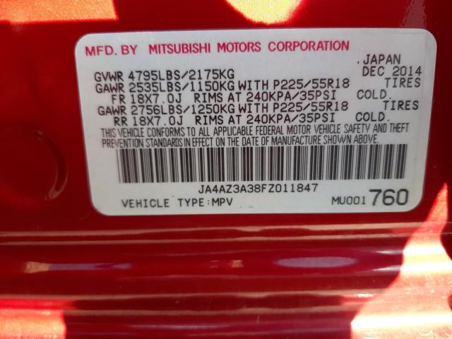 Photo 10 from auction – 2015 MITSUBISHI OUTLANDER with VIN JA4AZ3A38FZ011847