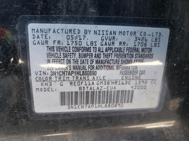 Zdjęcie 10 z aukcji – 2017 NISSAN VERSA S z VIN 3N1CN7AP1HL880890