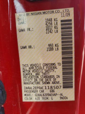 Photo 10 from auction – 2010 NISSAN ALTIMA S with VIN 1N4AL2EP4AC118507