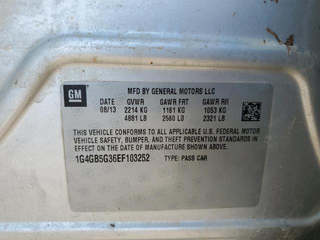 Photo 10 from auction – 2014 BUICK LACROSSE with VIN 1G4GB5G36EF103252