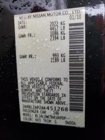 Photo 10 from auction – 2010 NISSAN ALTIMA SR with VIN 1N4BL2AP2AN451268