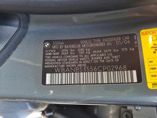 Photo 10 from auction – 2006 BMW 550 I with VIN WBANB53556CP02968
