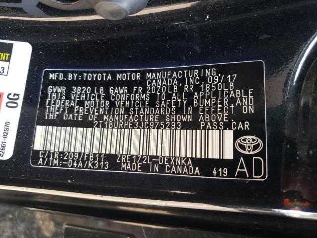 Photo 10 from auction – 2018 TOYOTA COROLLA L with VIN 2T1BURHE3JC975293