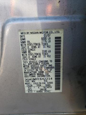 Photo 10 from auction – 2007 NISSAN PATHFINDER with VIN 5N1AR18W97C642214