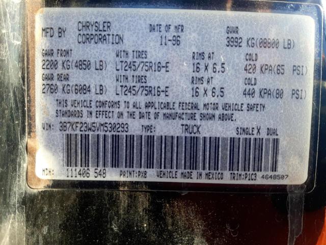 Photo 10 from auction – 1997 DODGE RAM 2500 with VIN 3B7KF23W5VM530293