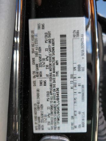 Photo 10 from auction – 2020 FORD ESCAPE SE with VIN 1FMCU9G67LUB54536