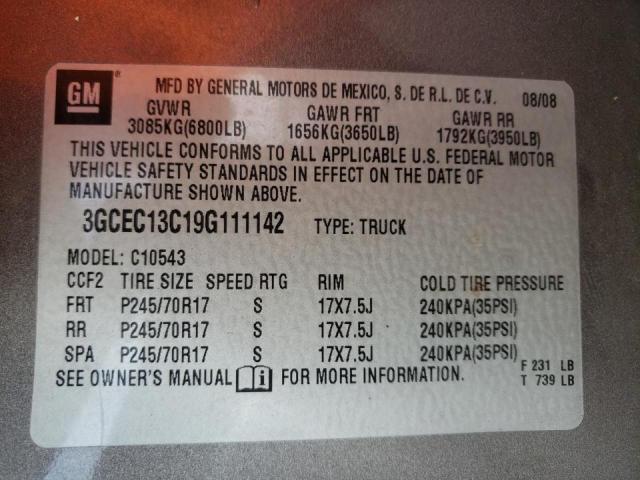 Photo 10 from auction – 2009 CHEVROLET SILVERADO with VIN 3GCEC13C19G111142
