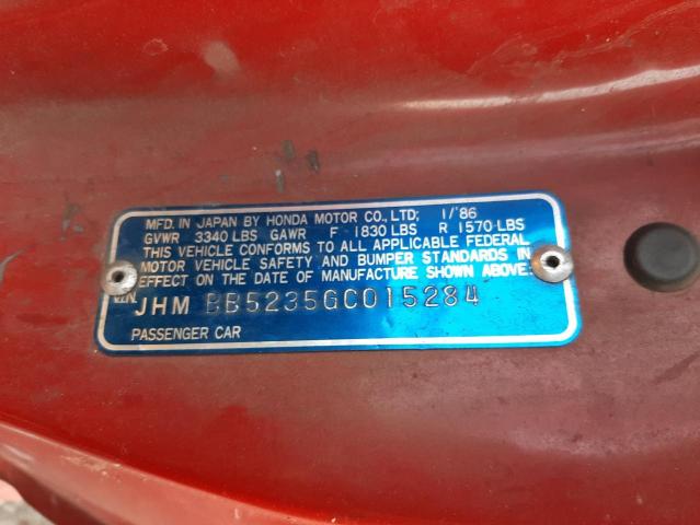Photo 10 from auction – 1986 HONDA PRELUDE 2. with VIN JHMBB5235GC015284