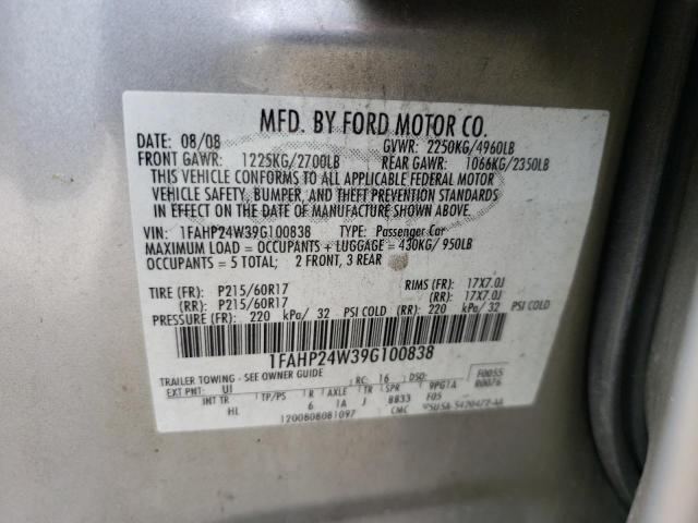 Photo 10 from auction – 2009 FORD TAURUS SEL with VIN 1FAHP24W39G100838