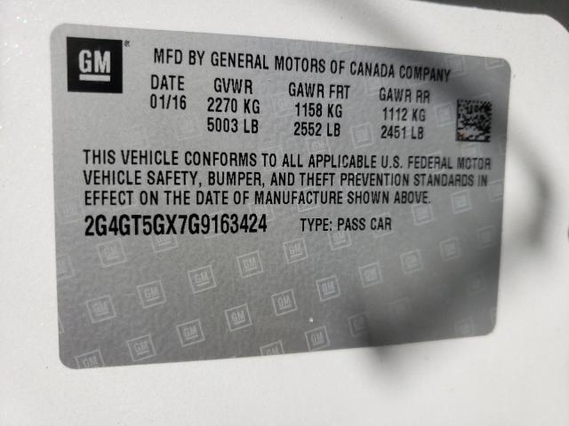 Photo 10 from auction – 2016 BUICK REGAL PREM with VIN 2G4GT5GX7G9163424
