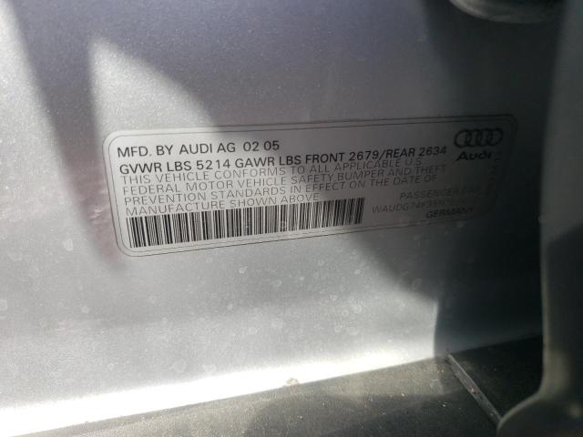Photo 10 from auction – 2005 AUDI A6 3.2 QUA with VIN WAUDG74F35N101402