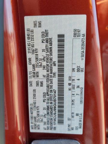 Photo 10 from auction – 2016 FORD ESCAPE TIT with VIN 1FMCU9J99GUB70147