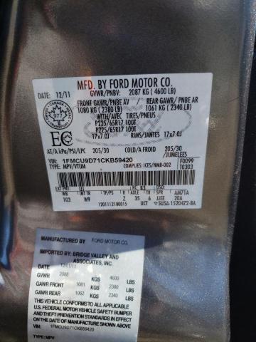 Photo 10 from auction – 2012 FORD ESCAPE XLT with VIN 1FMCU9D71CKB59420