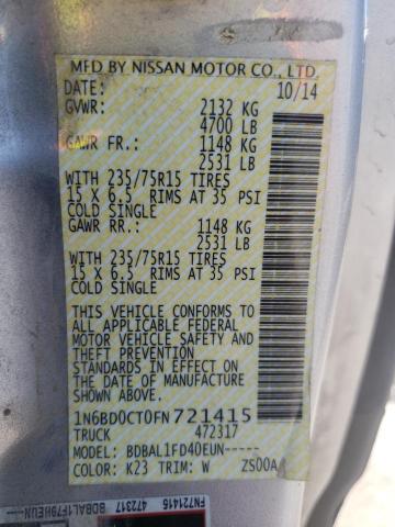 Photo 10 from auction – 2015 NISSAN FRONTIER S with VIN 1N6BD0CT0FN721415