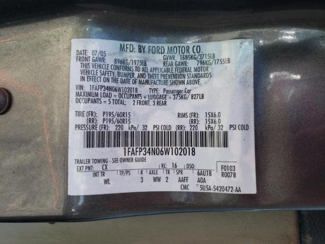 Photo 10 from auction – 2006 FORD FOCUS ZX4 with VIN 1FAFP34N06W102018