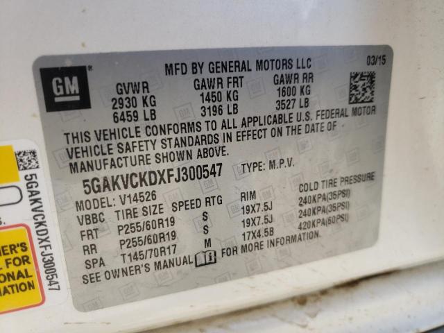 Photo 10 from auction – 2015 BUICK ENCLAVE with VIN 5GAKVCKDXFJ300547