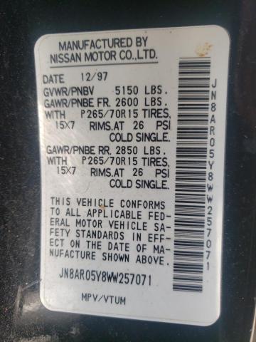 Photo 10 from auction – 1998 NISSAN PATHFINDER with VIN JN8AR05Y8WW257071