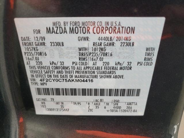 Photo 10 from auction – 2010 MAZDA TRIBUTE I with VIN 4F2CY0C75AKM04416
