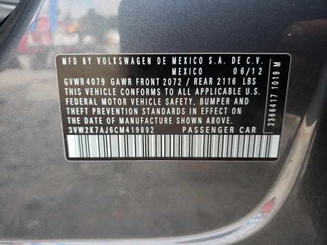 Photo 10 from auction – 2012 VOLKSWAGEN JETTA BASE with VIN 3VW2K7AJ6CM419892