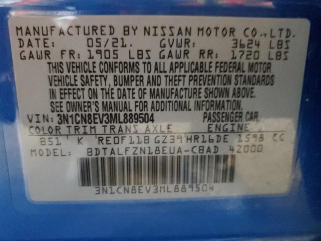 Photo 10 from auction – 2021 NISSAN VERSA SV with VIN 3N1CN8EV3ML889504