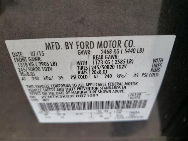 Photo 10 from auction – 2015 FORD EDGE TITAN with VIN 2FMTK3K83FBB71081