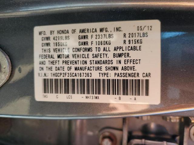 Photo 10 from auction – 2012 HONDA ACCORD LX with VIN 1HGCP2F35CA167363