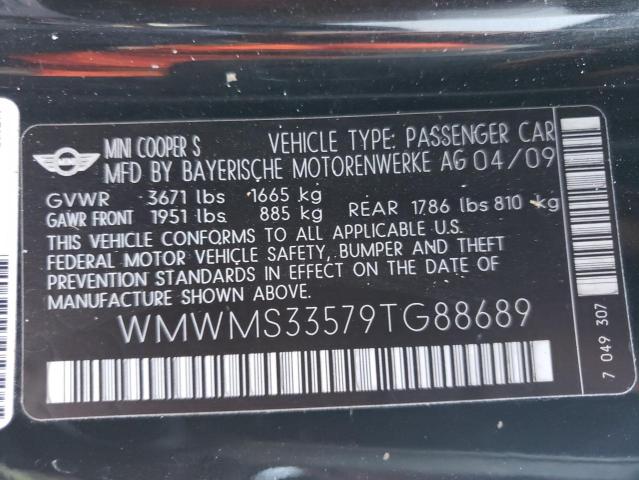 Photo 10 from auction – 2009 MINI COOPER S with VIN WMWMS33579TG88689