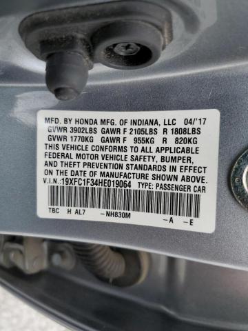 Photo 10 from auction – 2017 HONDA CIVIC EX with VIN 19XFC1F34HE019064