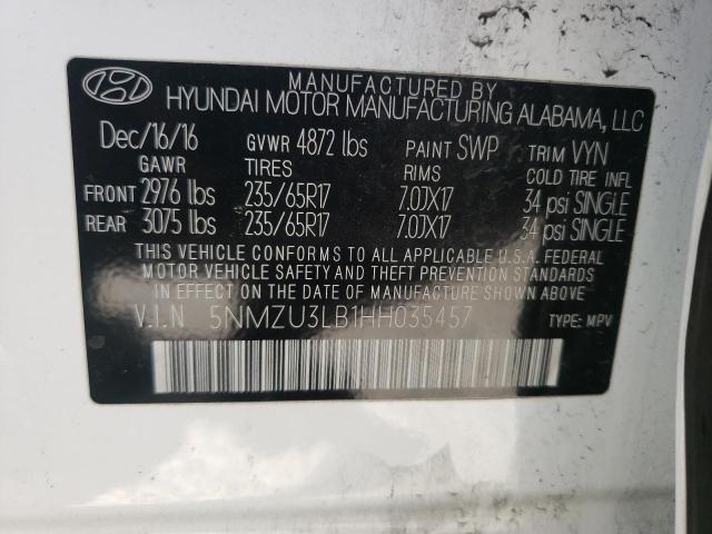 Photo 10 from auction – 2017 HYUNDAI SANTA FE S with VIN 5NMZU3LB1HH035457
