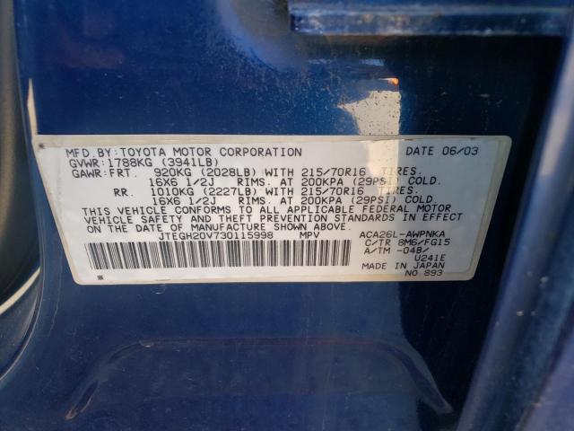 Photo 10 from auction – 2003 TOYOTA RAV4 with VIN JTEGH20V730115998