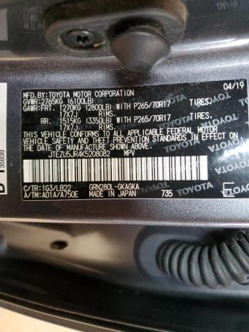 Photo 10 from auction – 2019 TOYOTA 4RUNNER SR with VIN JTEZU5JR4K5208082
