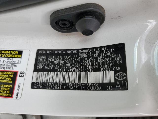 Photo 10 from auction – 2011 TOYOTA COROLLA BA with VIN 2T1BU4EE1BC721719